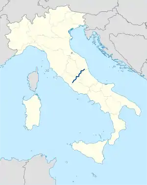 Parcours de la route sur une carte de l'Italie