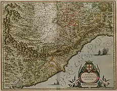 Riviera di Genova da Ponente, issue de l'Atlas Maior de Johannes Blaeu (1662).