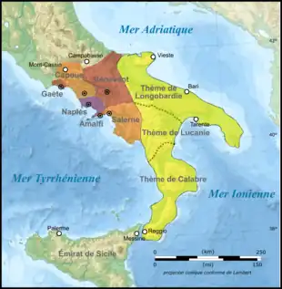 L'Italie byzantine vers l'an 1000.