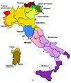 Principaux groupes linguistiques d'Italie