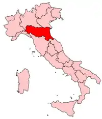 L'Émilie-Romagne sur la carte de l'Italie