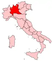 La Lombardie sur la carte de l'Italie
