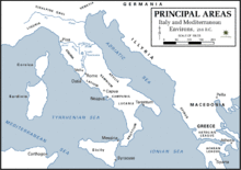 Carte de l'Italie en 218