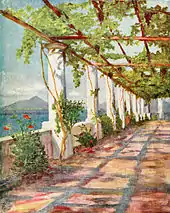 Image d'une représentation picturale d'une pergola italienne