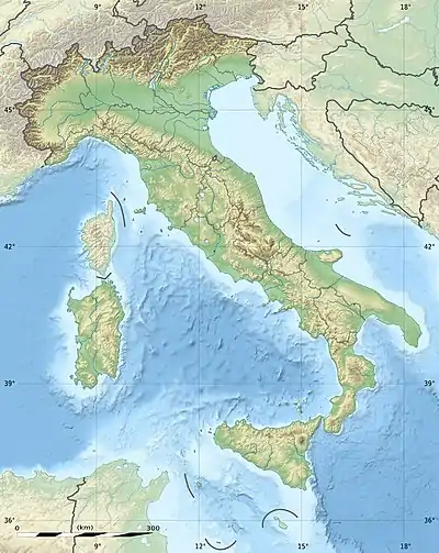 Carte en relief de l'Italie.