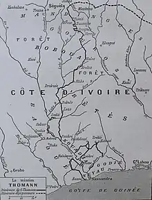 Itinéraire Mission Thomann 1902, de Sassandra à Séguéla, Côte d'Ivoire (in Journal des voyages No 340)