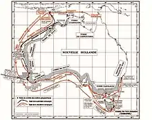 Itinéraire de l'expédition Baudin (1800-1804)