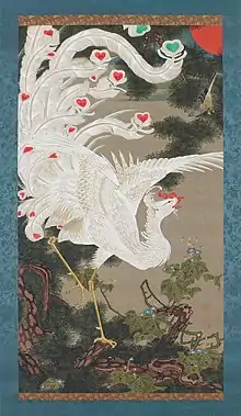 Itō Jakuchū, Le phénix blanc et le vieux pin. Dans la série Dōshoku sai-e, avant 1800