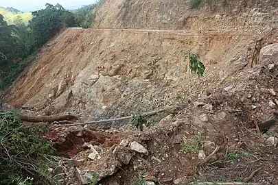 Route coupée après le passage du cyclone Idai en 2019.