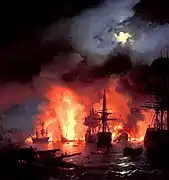 La Bataille de Tchesmé  de nuit, 1848