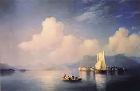 Paysage italien Le Lac Majeur dans la soirée, 1858