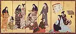 Matsuura byôbu (paravent de droite), Matabei, vers 1650, encre, or et couleurs sur papier, 153 × 363 cm (Yamato Bunkakan).