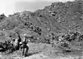 L'île d'Iwo Jima offrait un terrain de combat escarpé et rocailleux.