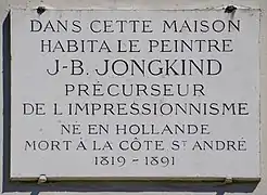 Plaque apposée au 127, boulevard du Montparnasse.