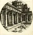 Enfant dans un cortile, gravure du Maître JG. British Museum, 1848.11.25.41