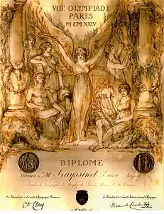 Diplôme des Jeux de Paris 1924.