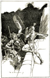 « Juste à temps pour repousser les premiers assaillants », illustration de l'ouvrage Stories from Ancient Rome d'Alfred J. Church.