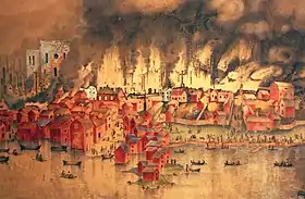 L'incendie d'Oulu de 1822 peint par Jakob Wallin.