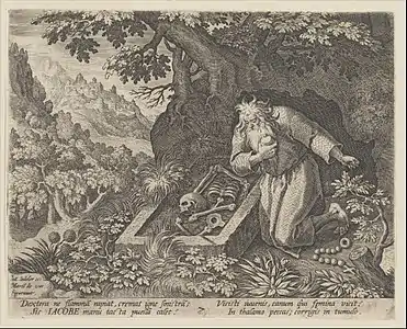 Jacob, 1593–94, estampe d'après Maarten de Vos tirée de la série Sylvae Sacrae, Metropolitan Museum of Art, New York.