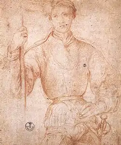 Dessin préparatoire pour le Portrait d'un hallebardier (avant 1529), Cabinet des dessins et des estampes du musée des Offices (Florence)