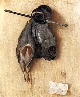 Jacopo de' Barbari, Nature morte avec perdrix et gants de fer (1504)