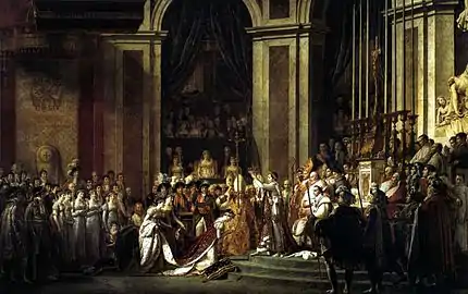 scène de couronnement, debout à droite, Napoléon couronne Joséphine agenouillée