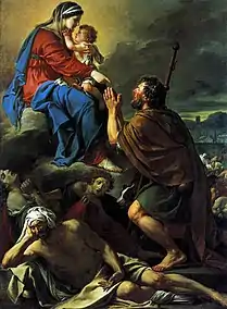 Saint Roch intercède auprès de la Vierge pour la guérison des pestiférés de Jacques-Louis David (1780), musée des Beaux-Arts de Marseille.