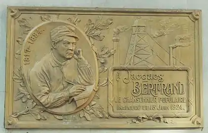 Plaque en hommage à Jacques Bertrand à Charleroi.