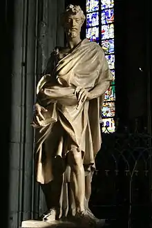 Statue de saint Barthélémy dans le chœur, sculpture de Jacques Du Brœucq