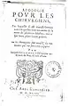 Frontispice de l'Apologie pour les chirurgiens de 1593