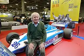 Jacques Laffite et la Ligier JS7 à Rétromobile 2019.