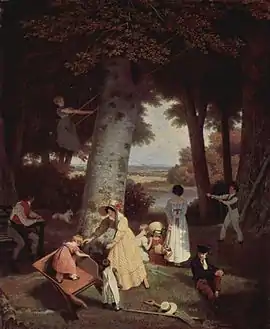 Jacques-Laurent Agasse,La Place de jeu (1838),huile sur toile, 54 × 45 cm