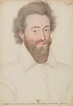 Peinture en couleurs du portrait d'un homme avec une barbe.