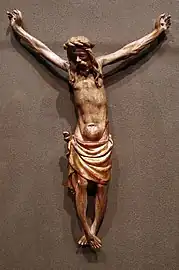 Jacques de Baerze, Christ en Croix du retable de la Crucifixion, 1391-1399. The Art Institute de Chicago.