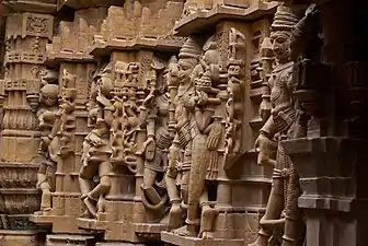 Sculpture sur le mur du temple de Jain, Fort de Jaisalmer