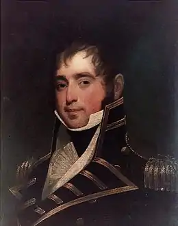 Portrait couleur du capitaine James Lawrence en uniforme.