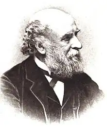 gravure représentant le visage barbu d'un homme de trois quarts droit