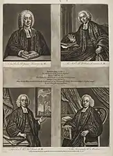 Portraits de James Hervey, William RomaineWilliam Romaine, Thomas Jones et Martin MadanMartin Madan, (c. 1750, National Portrait Gallery).