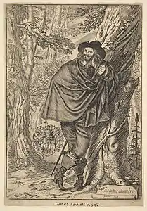 James Howel dans une forêt (1641), gravure.