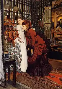 Jeunes femmes regardant des objets japonais, James Tissot (1869).