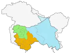 Carte des différentes régions du Jammu-et-Cachemire: