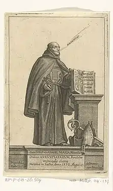 3 :  Le Frère Franciscain Gabriel Maria célébrant la messe d'après Abraham van Diepenbeeck.