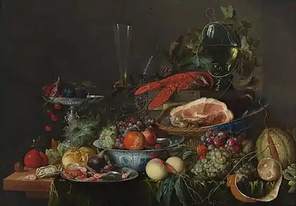 Jambon, homard et fruits, v. 1653Musée Boijmans Van Beuningen