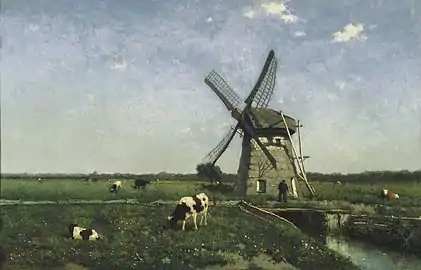 Paysage avec un moulin près de Schiedam, de Johan Hendrik Weissenbruch
