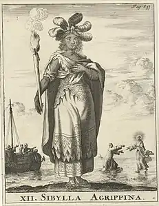 Jan Luyken, Sibylle Agrippina, gravure, 1684 (Rijksmuseum Amsterdam, section Rijksprentenkabinet).