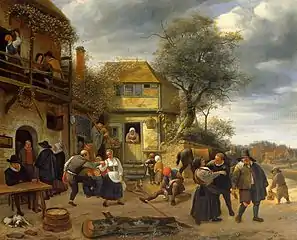 Jan Steen, Paysans devant une auberge (1653)