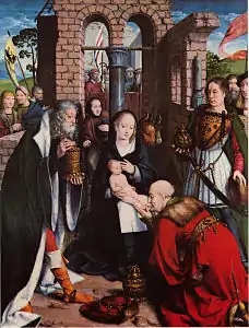 Adoration des mages, (vers 1505-1507), l'un des vingt panneaux du maître-autel de Kalkar.