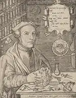 G. Frisius, entouré d'instruments astronomiques (v. 1550).