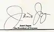 Signature de Janet Jagan