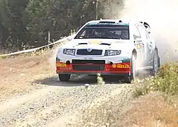 Janne Tuohino sur Škoda Fabia WRC au rallye de Chypre 2005.